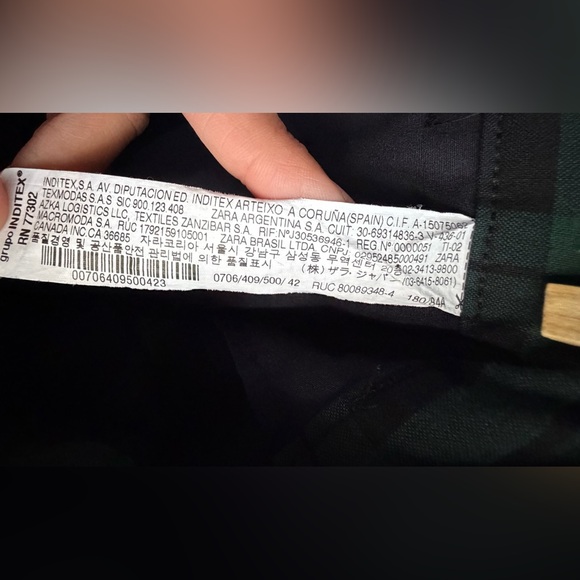 ZARA Men’s Pants Tartan Plaid Slim Chino Green Black Size 32 - Picture 11 of 12